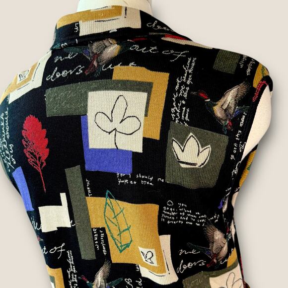 Supply & Demand Vintage Patchwork Button Up Knit Cardigan Vest Women Size L USA - Picture 10 of 13